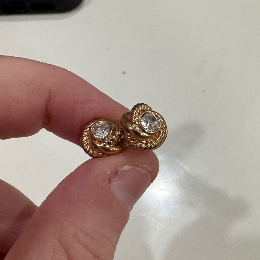 Kate Spade Rose Gold Knot Earrings with Crystal Accent